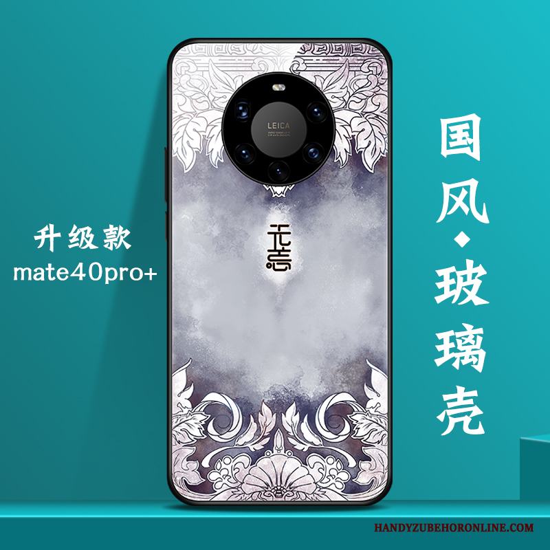 Huawei Mate 40 Pro+ Ny Personlighet Glas Vit Trend Skal Telefon Kinesisk Stil