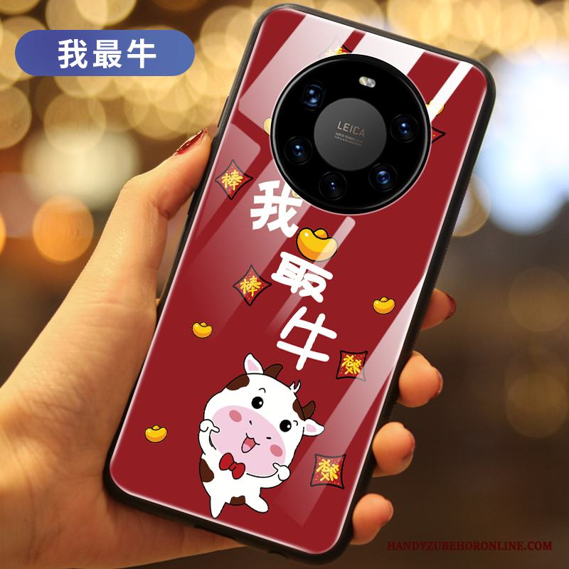 Huawei Mate 40 Pro+ Skal Telefon Cow Fodral All Inclusive Röd Skydd Glas