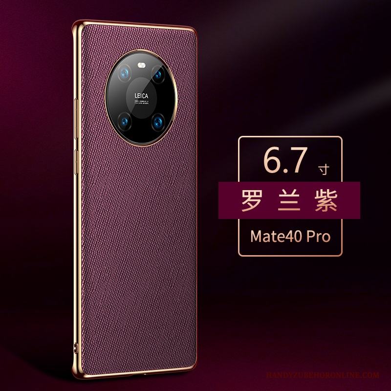 Huawei Mate 40 Pro Skal Telefon Lyxiga Purpur Högt Utbud Fodral Äkta Läder All Inclusive