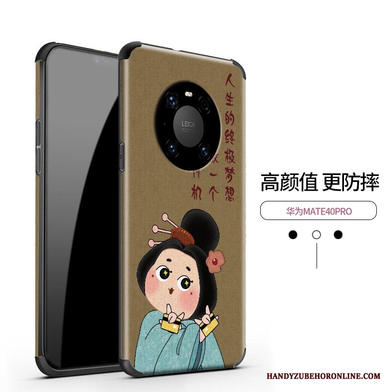 Huawei Mate 40 Pro Skal Telefon Läder Fodral Mönster Mjuk Silikon Kinesisk Stil