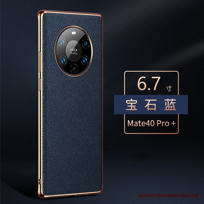 Huawei Mate 40 Pro+ Skal Telefon Skydd Fallskydd Högt Utbud All Inclusive Äkta Läder Purpur