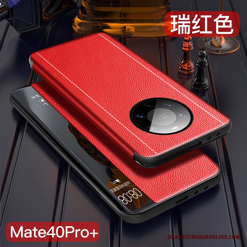 Huawei Mate 40 Pro+ Äkta Läder Fodral Skal Telefon Skydd Tunn Clamshell All Inclusive