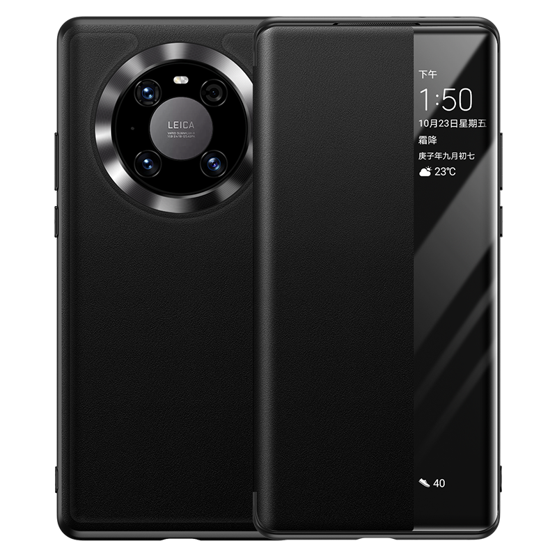 Huawei Mate 40 Pro Äkta Läder Skydd Skal Telefon Röd Fodral Clamshell