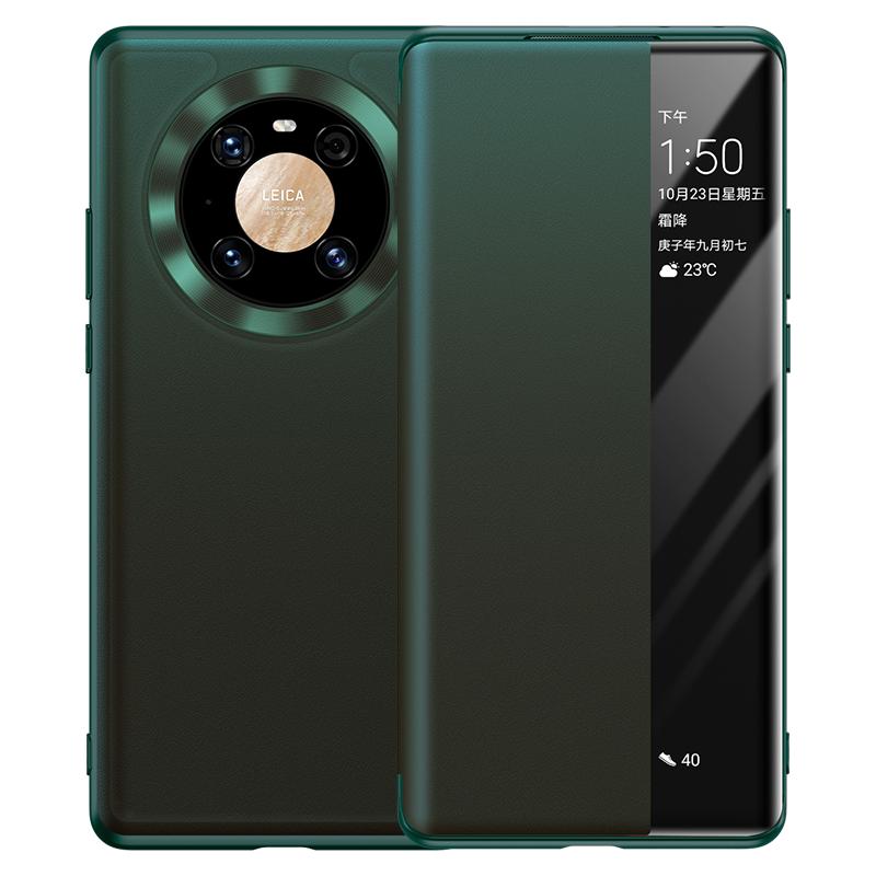 Huawei Mate 40 Pro Äkta Läder Skydd Skal Telefon Röd Fodral Clamshell