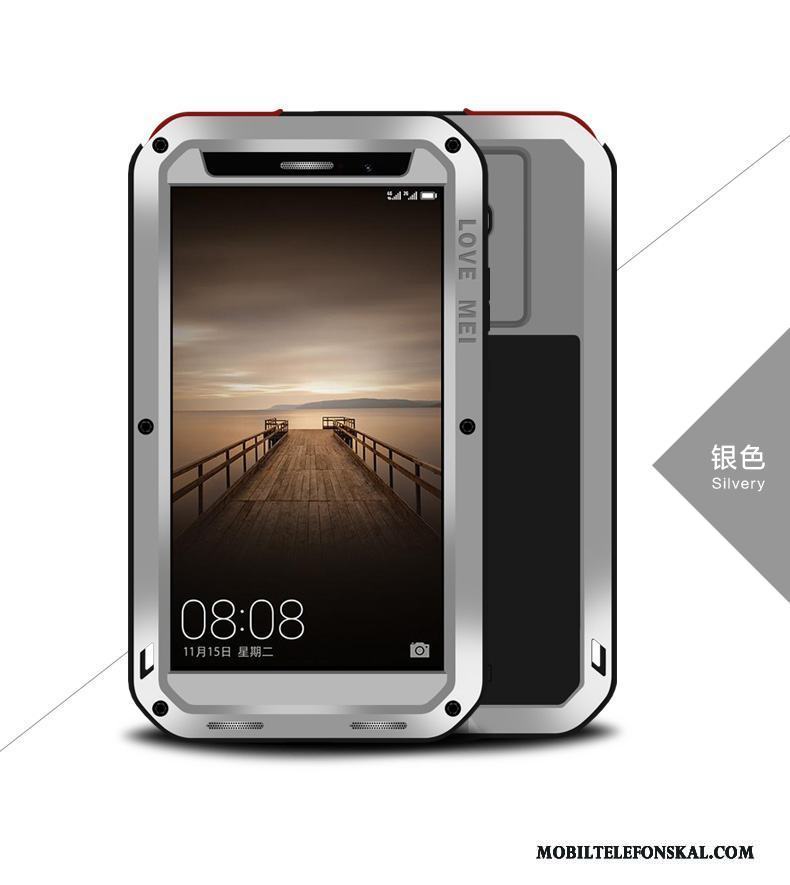 Huawei Mate 8 Fallskydd Silikon Fodral Röd Tre Försvar Metall Skal Telefon