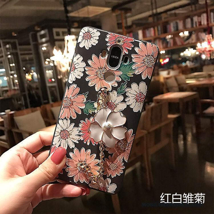 Huawei Mate 8 Nubuck Skydd Blommor Lättnad Svart Fodral Skal Telefon