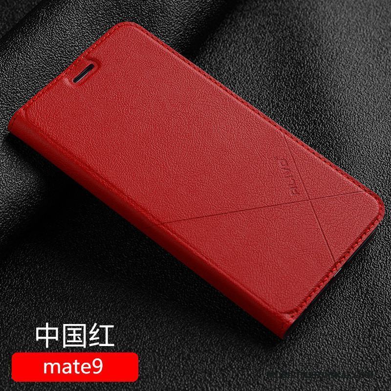 Huawei Mate 9 All Inclusive Skal Telefon Skydd Läderfodral Svart Clamshell Fallskydd