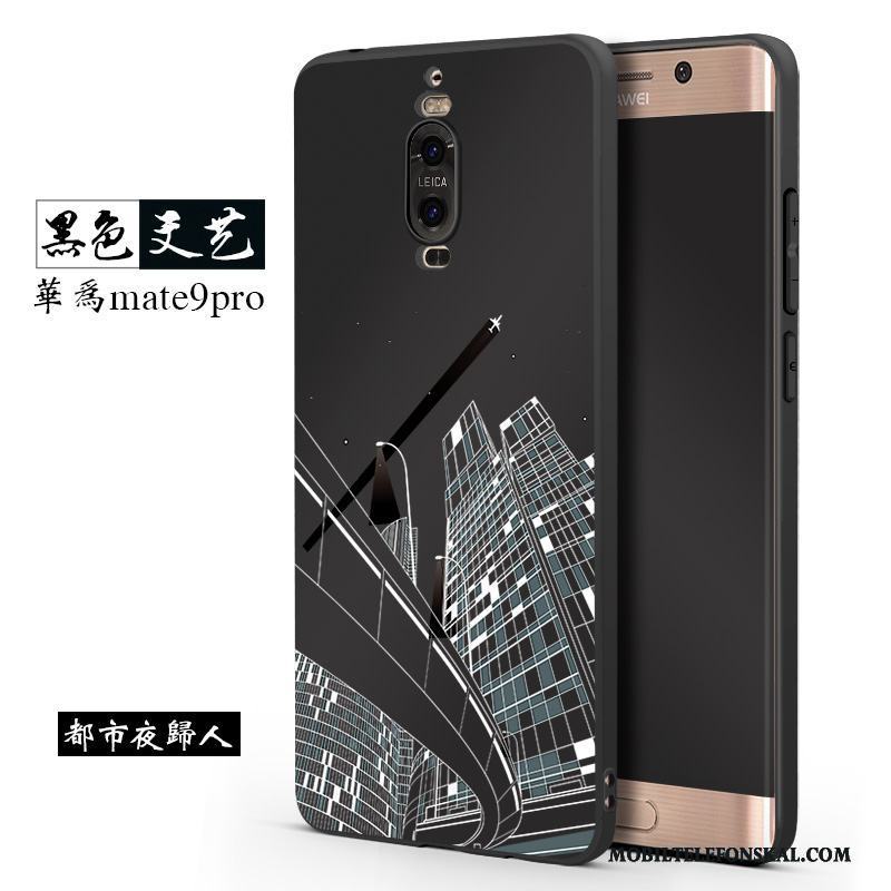 Huawei Mate 9 Pro Kreativa Silikon Fodral Skal Telefon Svart Nubuck Fallskydd