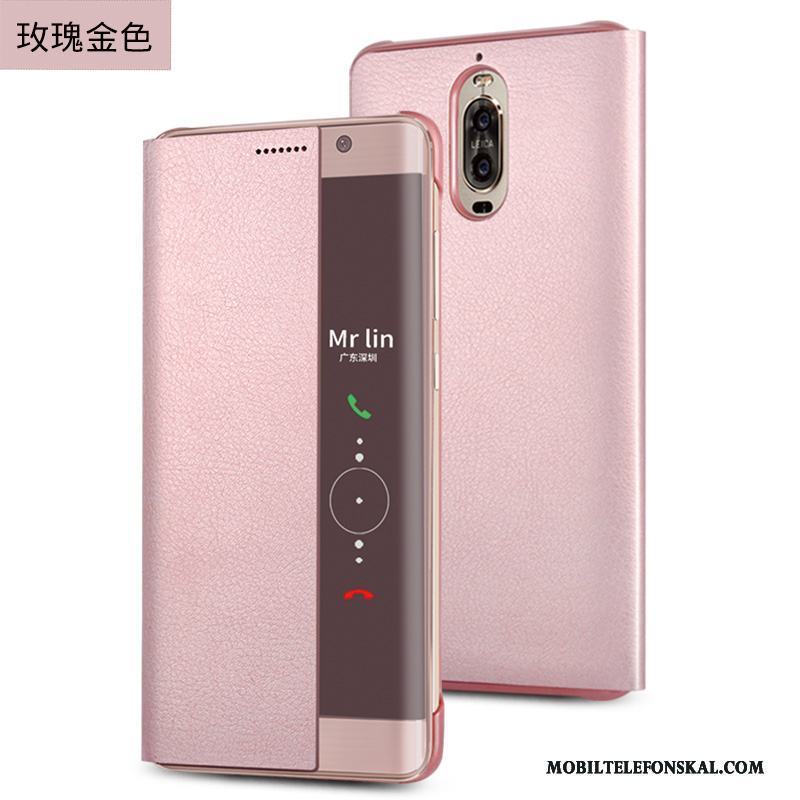 Huawei Mate 9 Pro Rosa Guld Clamshell Business Skal Telefon Fallskydd Läderfodral