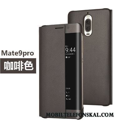 Huawei Mate 9 Pro Rosa Guld Clamshell Business Skal Telefon Fallskydd Läderfodral