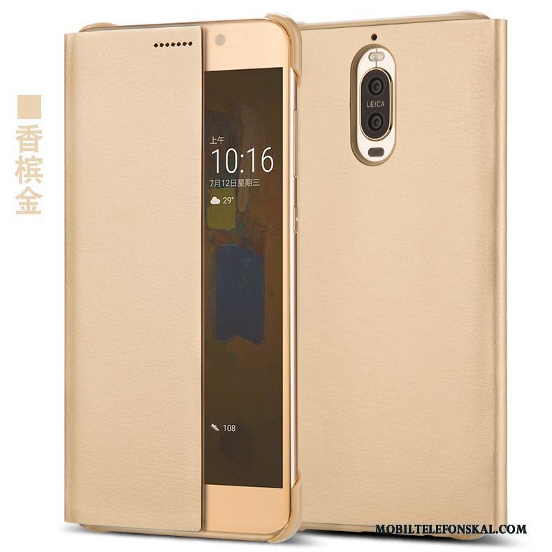 Huawei Mate 9 Pro Skal Telefon Fodral Grå Clamshell Skydd Mobil Telefon Läderfodral