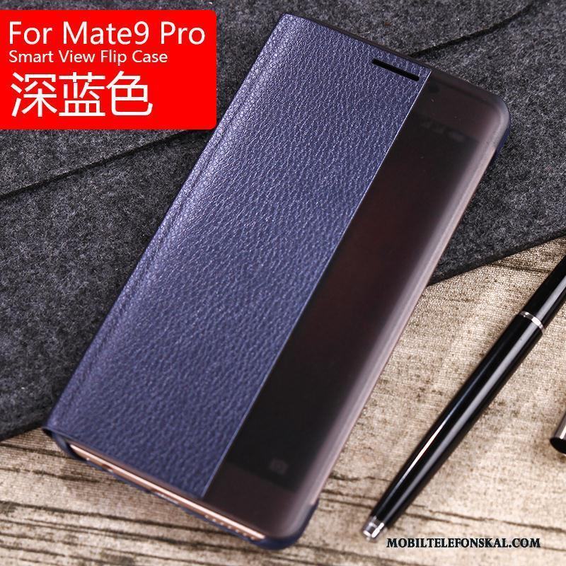 Huawei Mate 9 Pro Skal Telefon Guld Fodral Läderfodral Clamshell Skydd