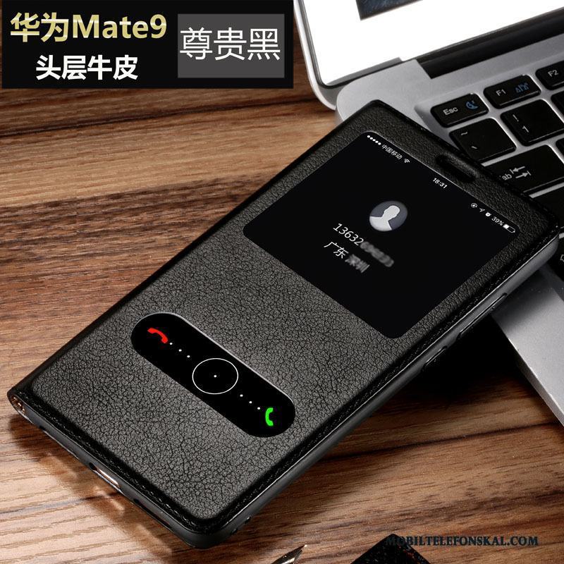 Huawei Mate 9 Äkta Läder Fodral Business Läderfodral Skydd Skal Telefon Clamshell