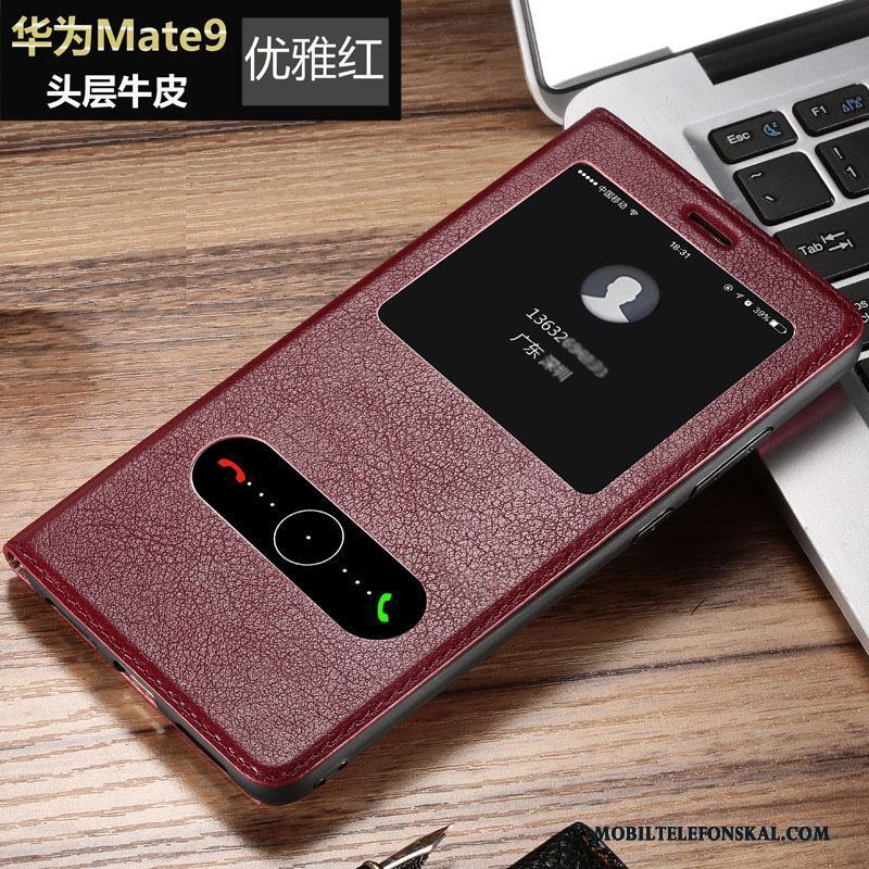 Huawei Mate 9 Äkta Läder Fodral Business Läderfodral Skydd Skal Telefon Clamshell