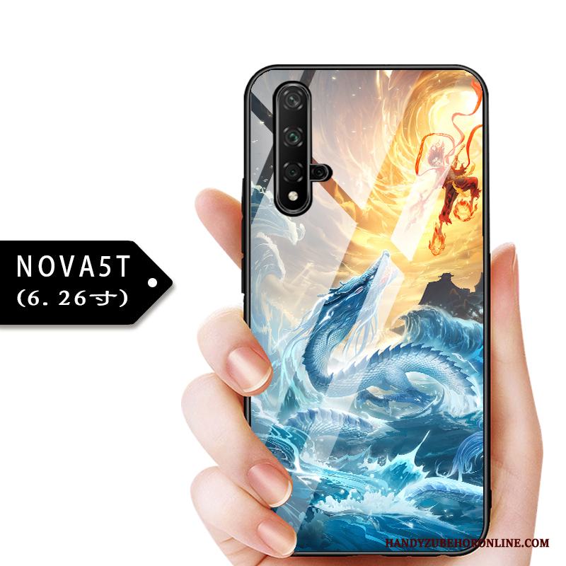 Huawei Nova 5t Fallskydd Barn Fodral Tunn Blå Glas Skal Telefon