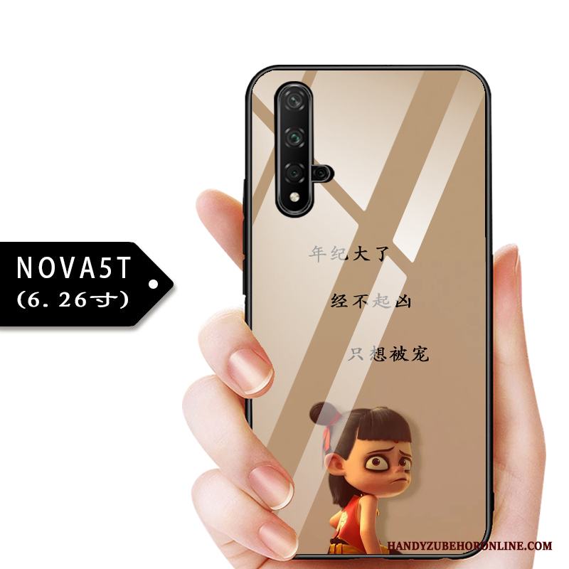 Huawei Nova 5t Fallskydd Barn Fodral Tunn Blå Glas Skal Telefon