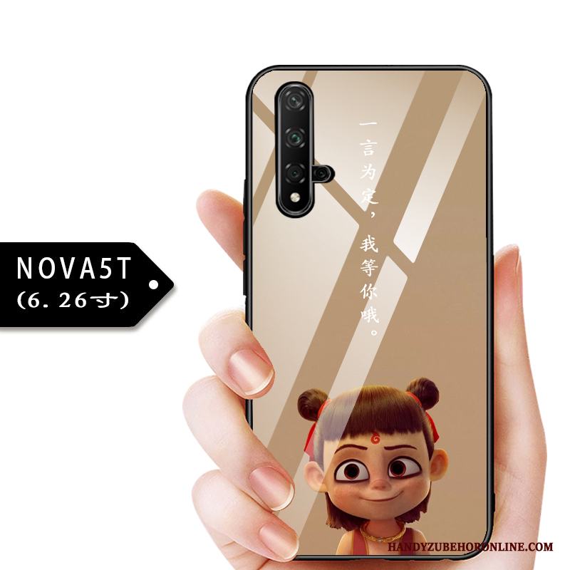 Huawei Nova 5t Fallskydd Barn Fodral Tunn Blå Glas Skal Telefon