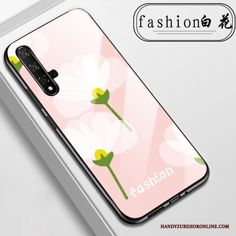 Huawei Nova 5t Fallskydd Skal Telefon All Inclusive Blommor Rosa Fodral Glas