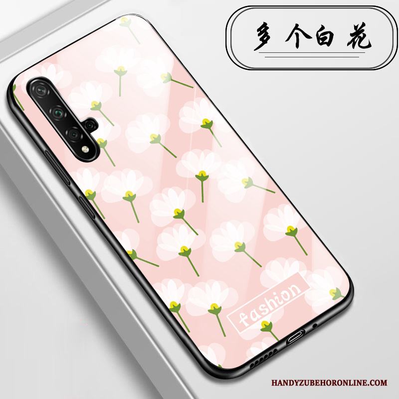 Huawei Nova 5t Fallskydd Skal Telefon All Inclusive Blommor Rosa Fodral Glas