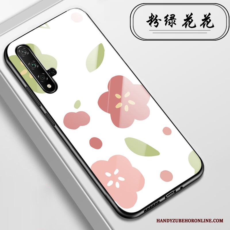 Huawei Nova 5t Fallskydd Skal Telefon All Inclusive Blommor Rosa Fodral Glas