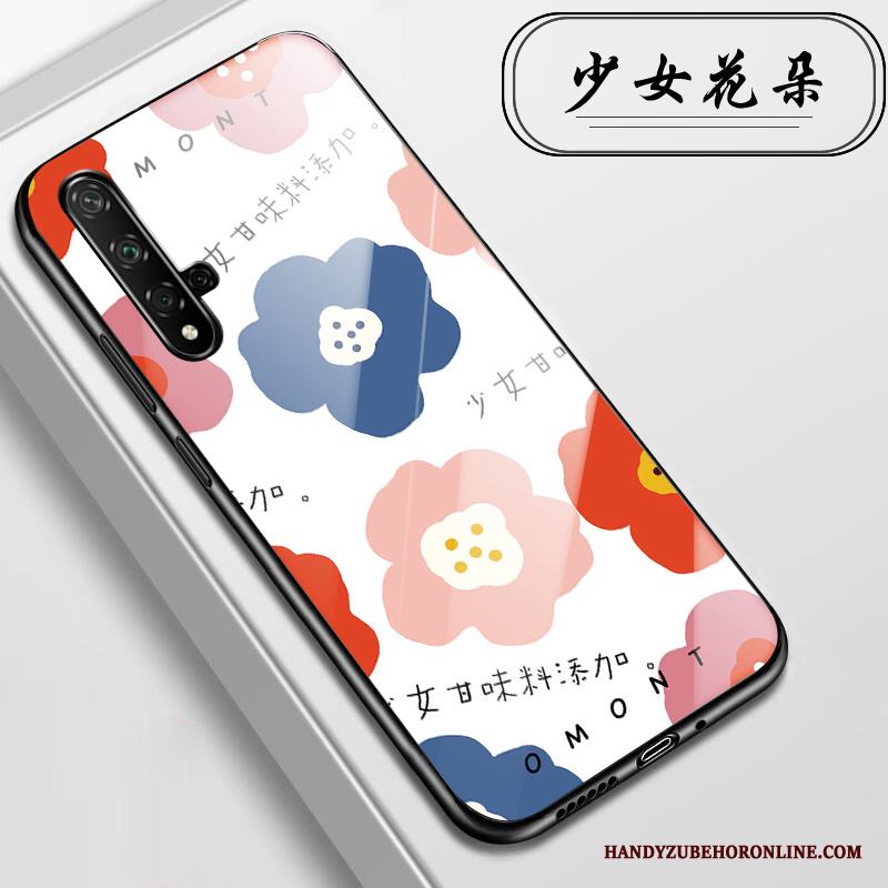 Huawei Nova 5t Fallskydd Skal Telefon All Inclusive Blommor Rosa Fodral Glas