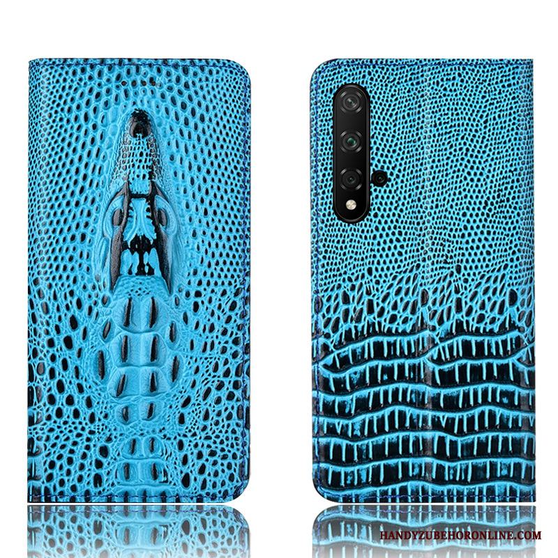 Huawei Nova 5t Fallskydd Skal Telefon Fodral Krokodilmönster Täcka Äkta Läder