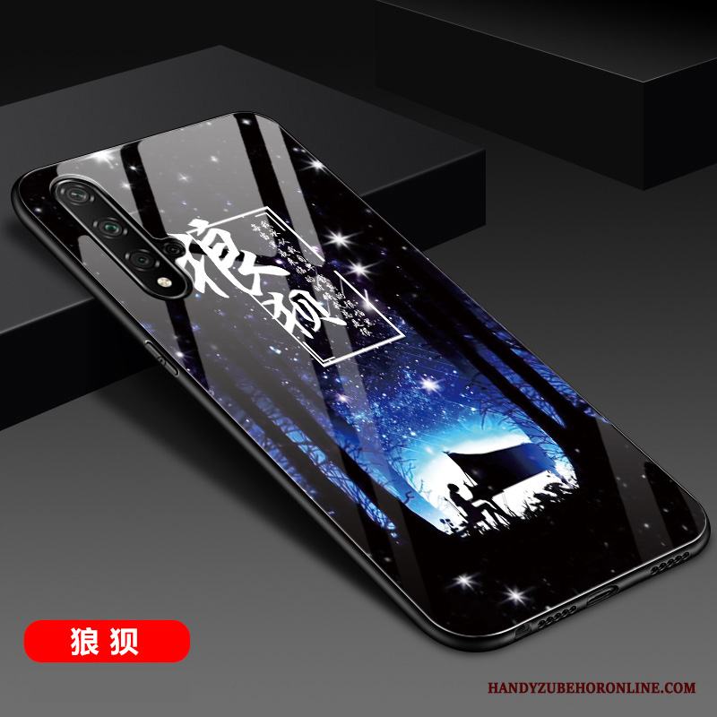 Huawei Nova 5t Skal Mode Blå Kreativa Spegel Trend Varumärke Fallskydd Nubuck