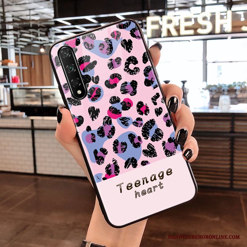 Huawei Nova 5t Sy Härdat Glas Fodral Skal Telefon Skydd Leopard Svart