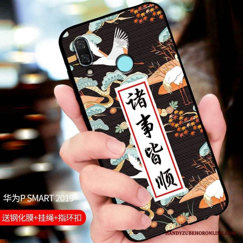 Huawei P Smart 2019 All Inclusive Svart Fodral Nubuck Skydd Skal Telefon Anpassa