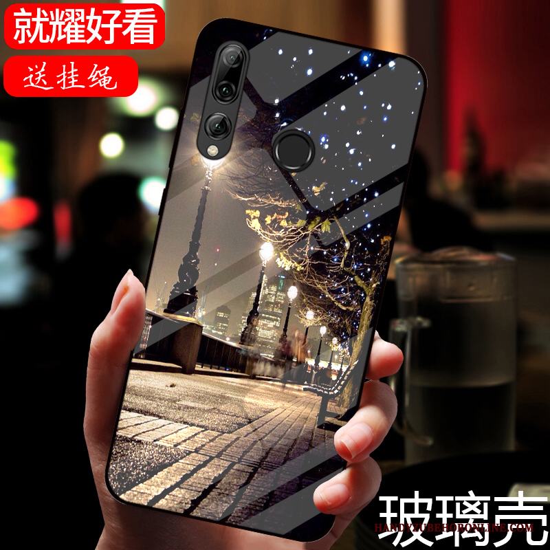 Huawei P Smart+ 2019 Svart Skal Telefon Glas Tecknat Målade Spegel