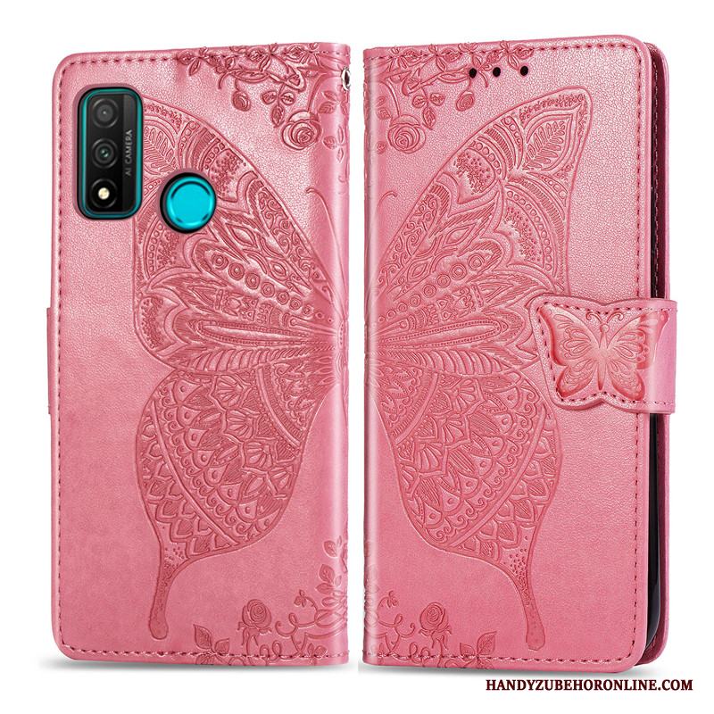 Huawei P Smart 2020 Embossing Purpur Skal Telefon Vacker Hängsmycken Blommor Lättnad