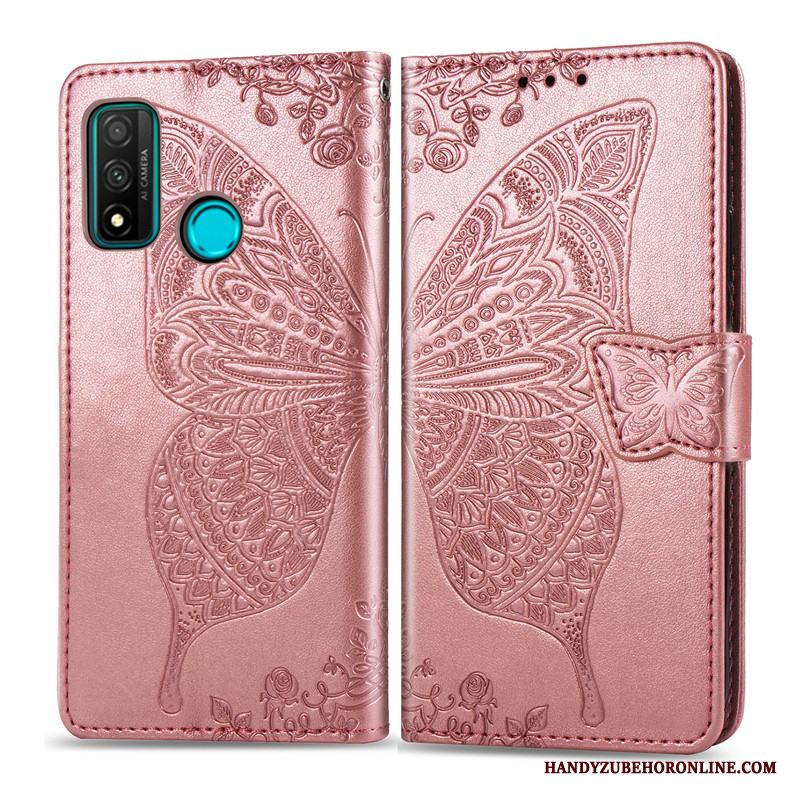 Huawei P Smart 2020 Embossing Purpur Skal Telefon Vacker Hängsmycken Blommor Lättnad