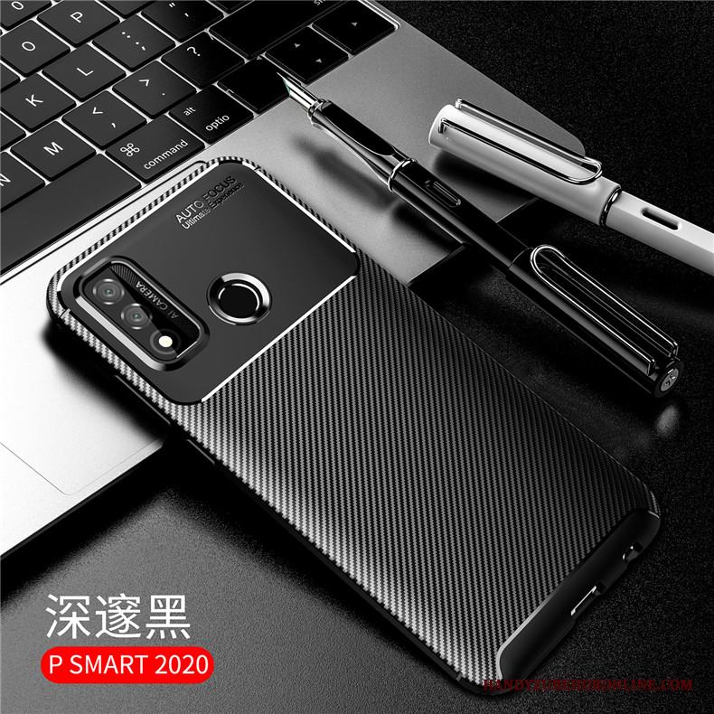 Huawei P Smart 2020 Fallskydd Silikon Tillbehör Fodral Svart Skal Telefon