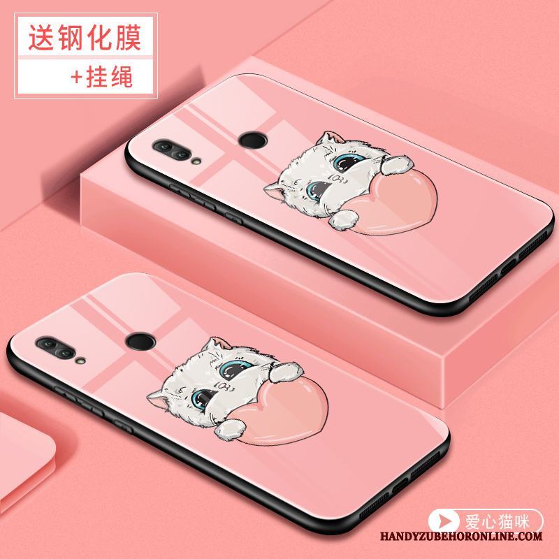 Huawei P Smart+ All Inclusive Trend Skal Telefon Glas Fodral Röd Fallskydd
