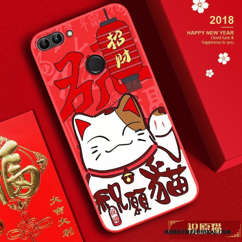 Huawei P Smart Katt Silikon Skal Telefon Rikedom Röd Lättnad Ny