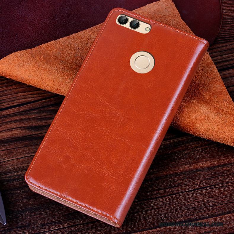Huawei P Smart Läderfodral Skydd Skal Telefon Täcka Fallskydd Röd