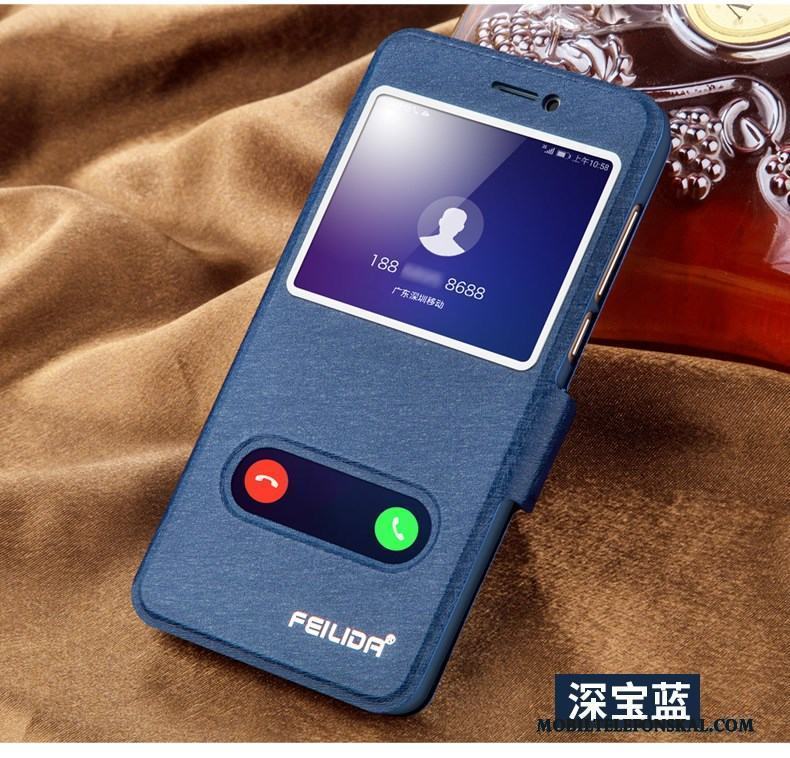 Huawei P Smart Läderfodral Täcka Skydd Röd Skal Telefon