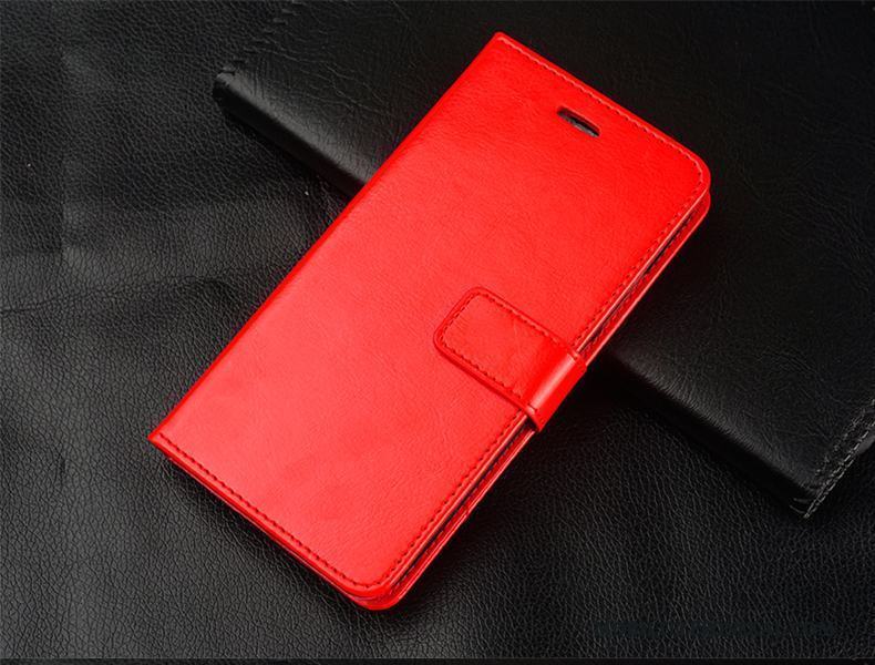 Huawei P Smart Mjuk Röd Läderfodral Fallskydd Skal Telefon