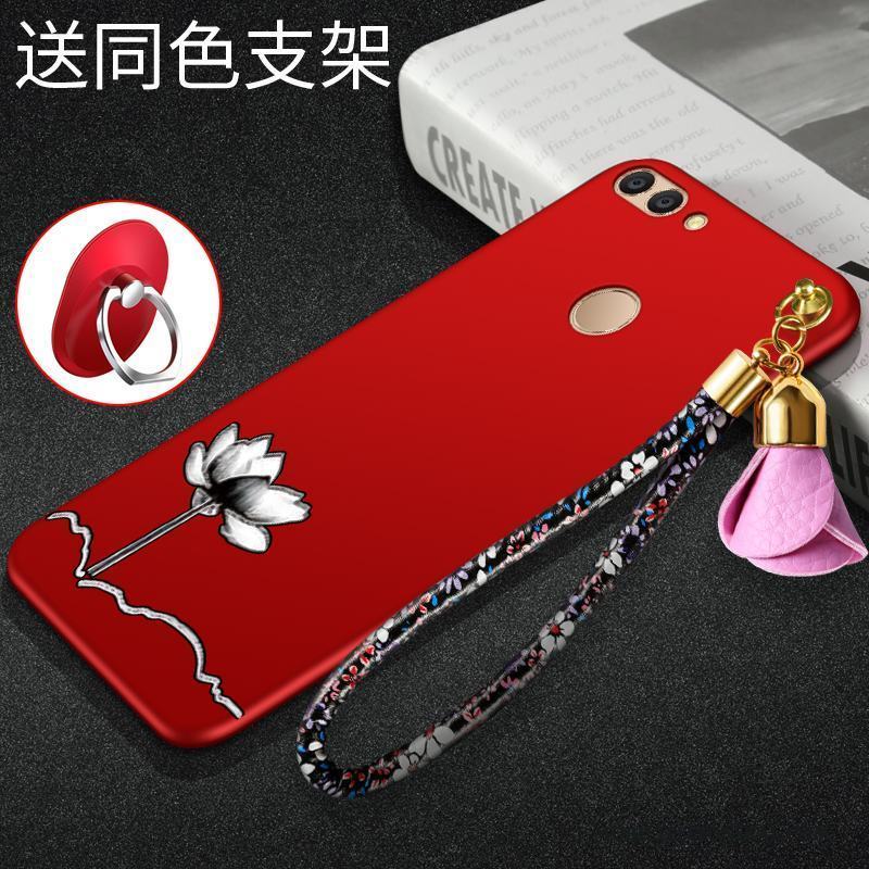 Huawei P Smart Skal Nubuck Mobil Telefon Fodral Röd Fallskydd Mjuk Tunn