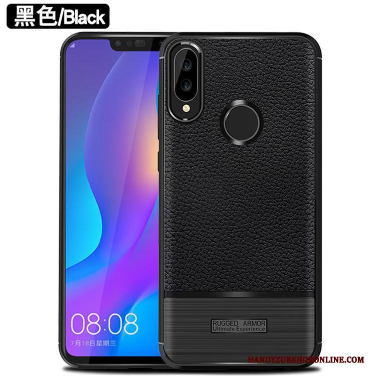 Huawei P Smart+ Skal Telefon Mjuk Mönster Skydd Litchi Fodral