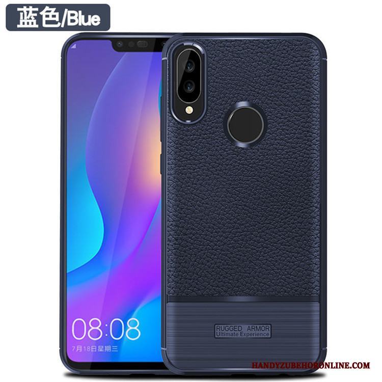 Huawei P Smart+ Skal Telefon Mjuk Mönster Skydd Litchi Fodral