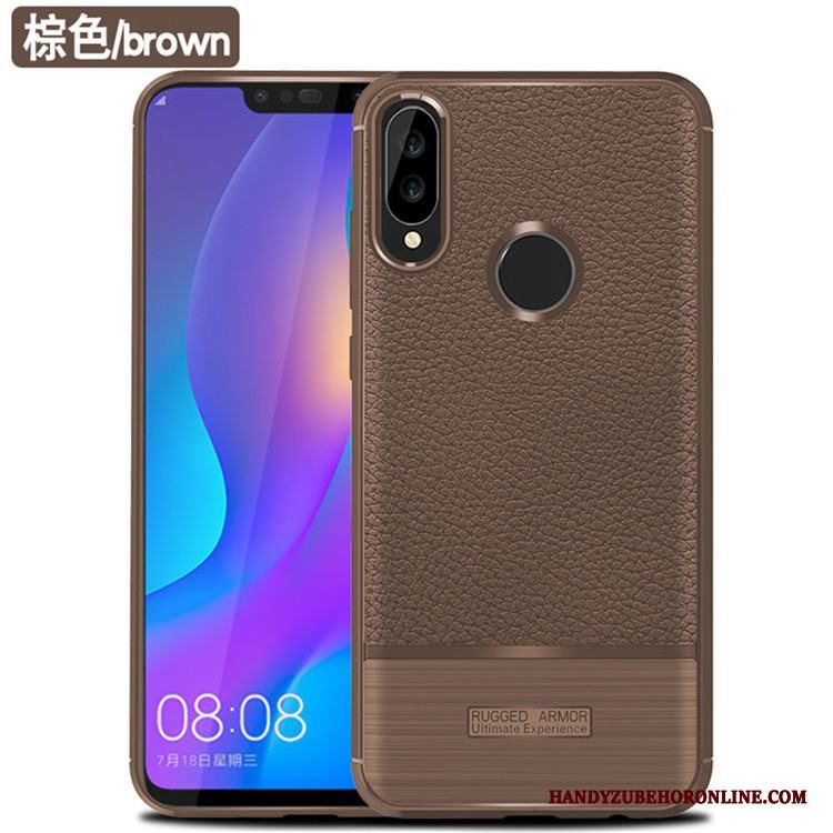 Huawei P Smart+ Skal Telefon Mjuk Mönster Skydd Litchi Fodral