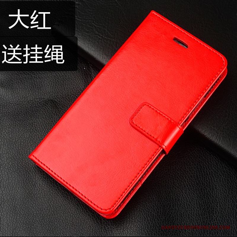 Huawei P Smart Z Kort Läderfodral Skal Telefon Täcka Skydd Röd Plånbok