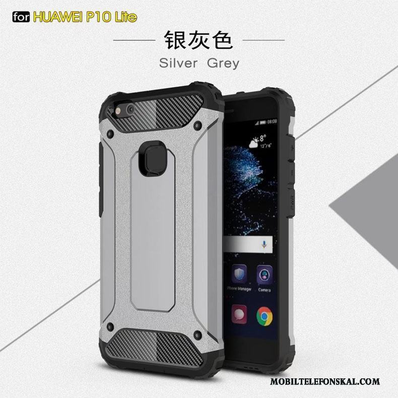 Huawei P10 Lite Pratkvarn Skal Telefon Tre Försvar Silikon Metall Fodral All Inclusive