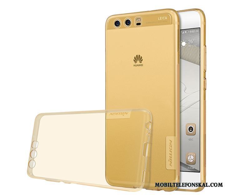 Huawei P10 Mjuk Silikon Grå Transparent Skydd Guld Skal Telefon