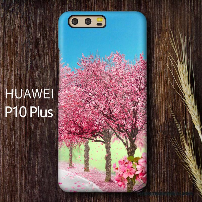 Huawei P10 Plus Skal Mobil Telefon Purpur Skydd Cherry Hård Nubuck Fodral