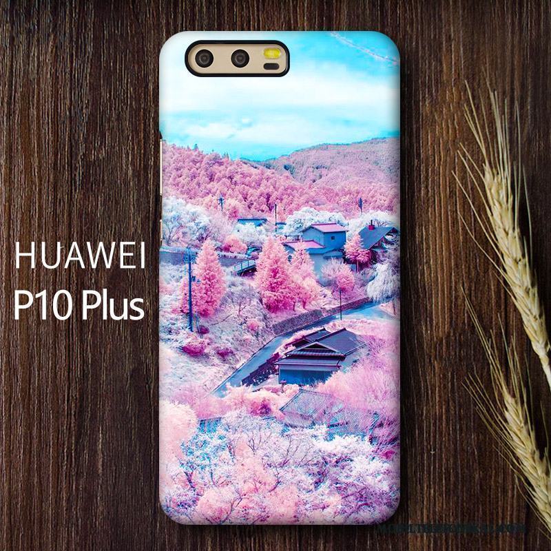 Huawei P10 Plus Skal Mobil Telefon Purpur Skydd Cherry Hård Nubuck Fodral