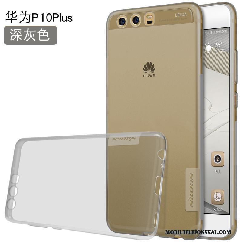 Huawei P10 Plus Skal Slim Fallskydd Silikon Fodral Grå Transparent