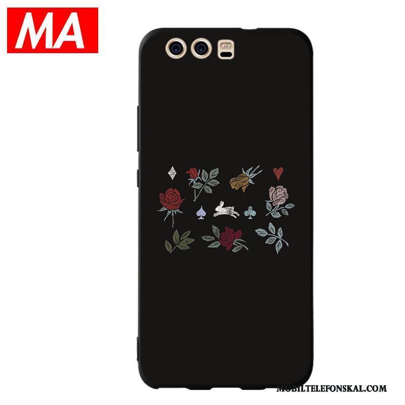 Huawei P10 Plus Skal Svart Blommor Trend Fodral Mjuk Mode