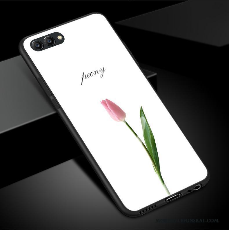 Huawei P10 Plus Skal Telefon Enkel Rose Vit Glas Konst Blommor